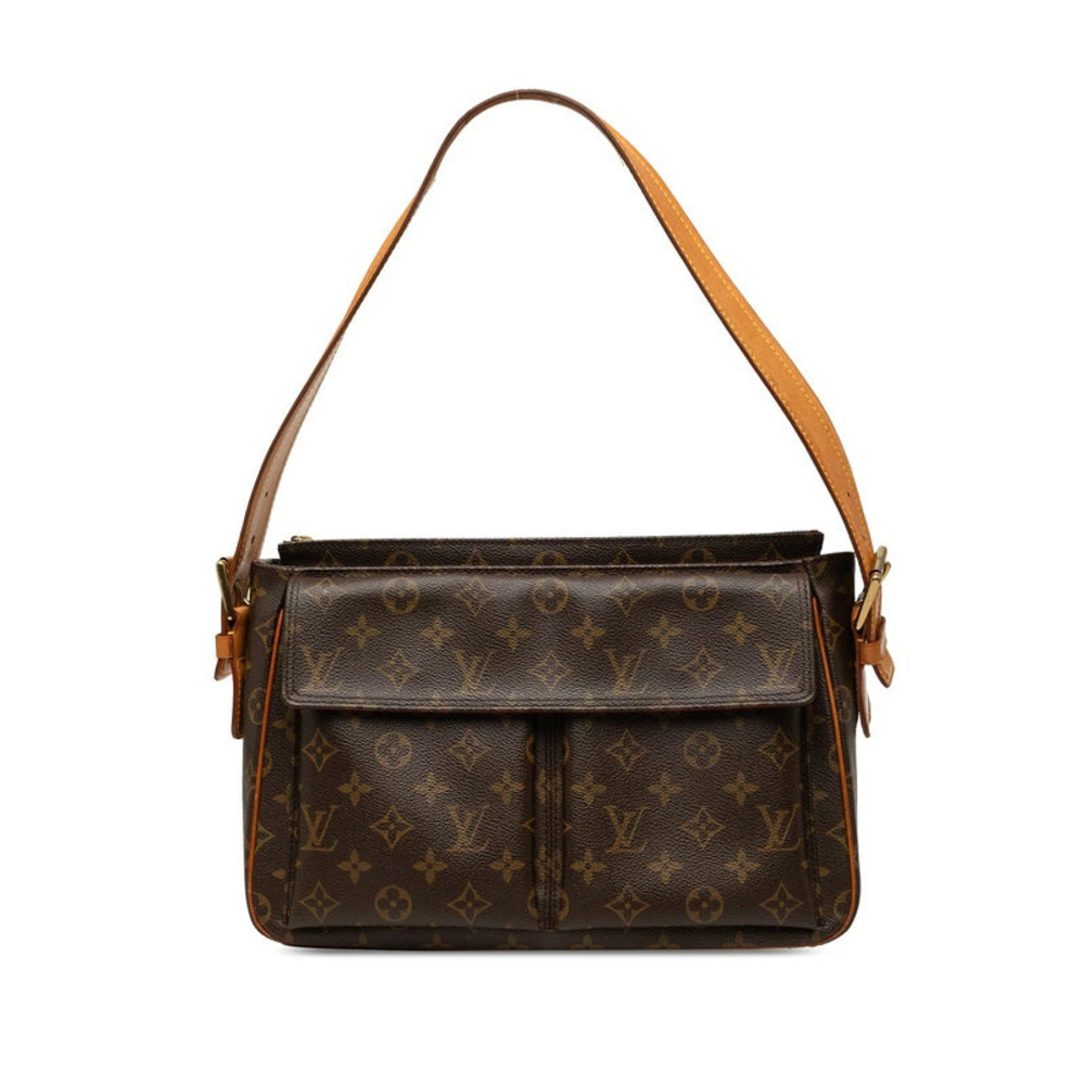 Louis Vuitton Monogram Viva Cite Shoulder Bag Brown Leather